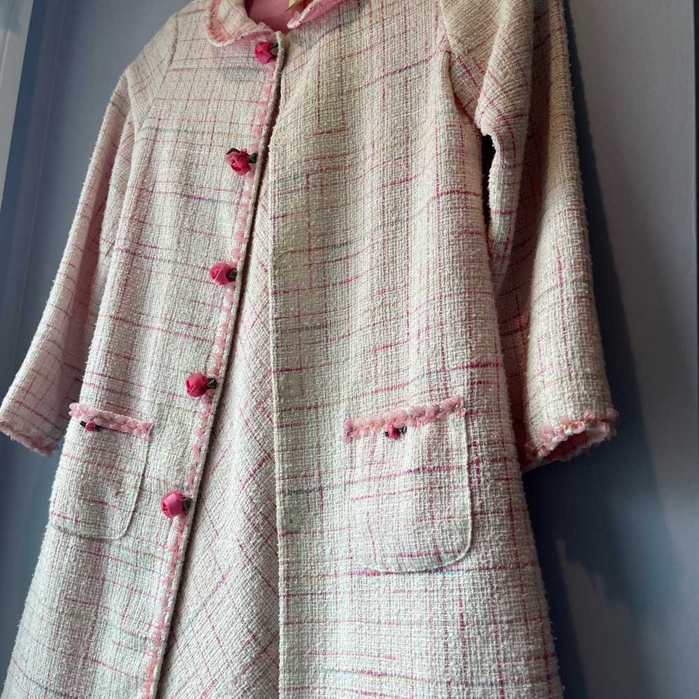 Biscotti Cream and Pink Tweed Coat and matching Dress